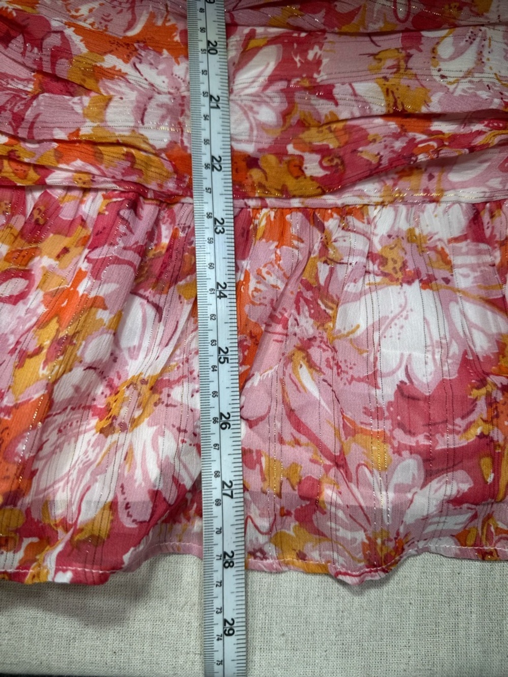 Fortunateone Floral Off-Shoulder Ruffle Mini Dress pink and orange Size Small - Picture 7 of 8